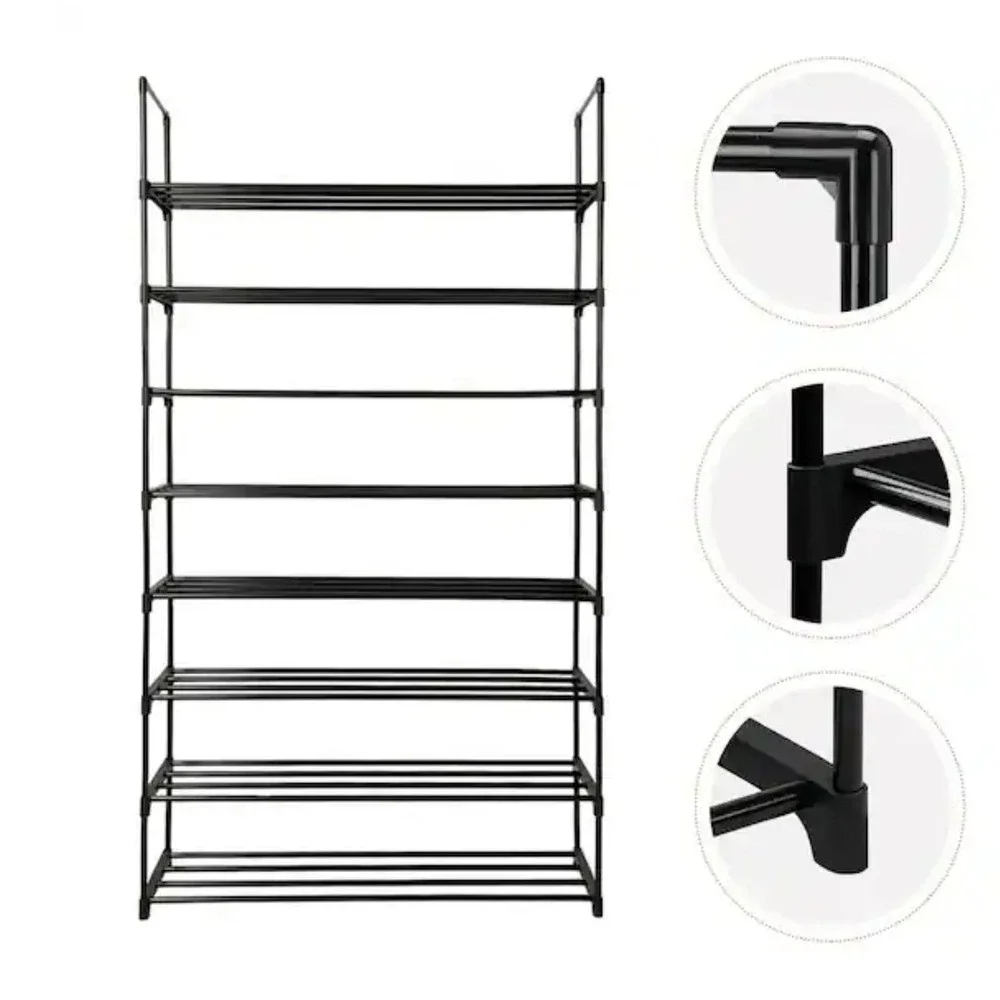 66.54 H 40-Pair 8-Tier Black Iron Shoe Rack Closet Organizer Storage Stand